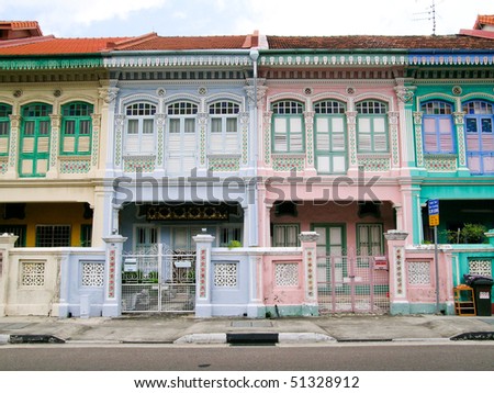 Singapore Architecture on Peranakan Shophouses In Katong  Singapore Stock Photo 51328912