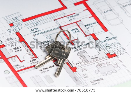 plan of a house with a key on it