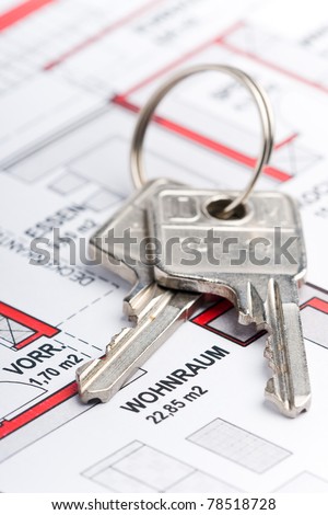 plan of a house with a key on it