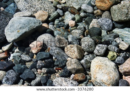 Rocks and pebbles in a river bed