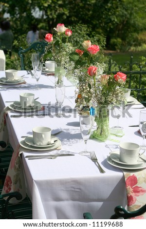 white wedding table settings. stock photo : White table