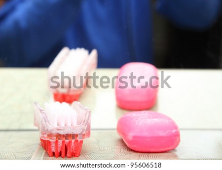 Soap and nail brush in bathroom clean dirty disease