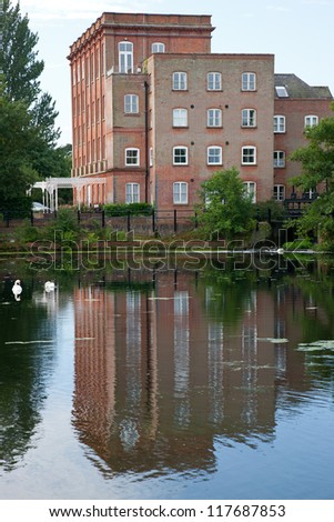 Victorian Flour Mill reflected in a mill pool