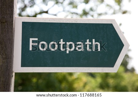 British footpath sign in close-up