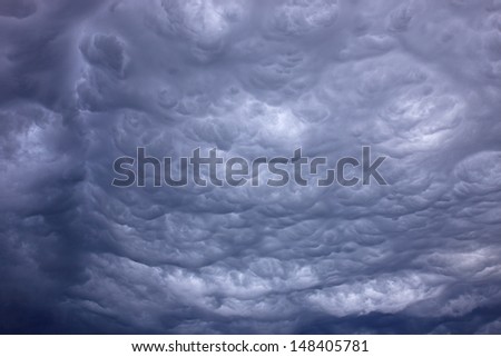 Mammatus thunder clouds making an ideal stormy background