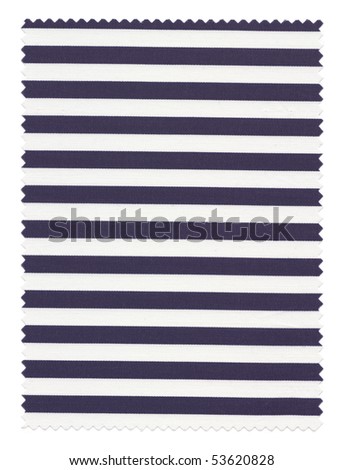 Navy Blue Striped Fabric Swatch with zigzag trimming edges