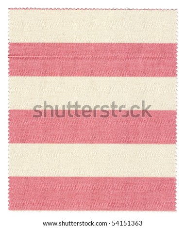 Pink/White striped fabric swatch with trimmed zigzag edges