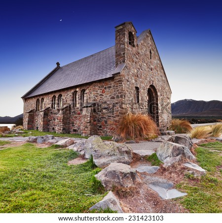 Church of the Good Shepherd at sunrise, Lake Tekapo, New Zealand