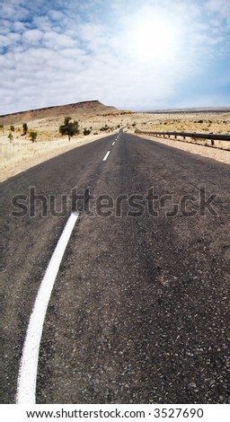 Road to nowhere in desert