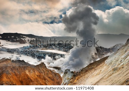 Active volcanic crater, Mutnovsky volcano, Kamchatka