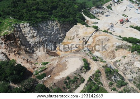Aerial view of quarry development in Costa Rica
