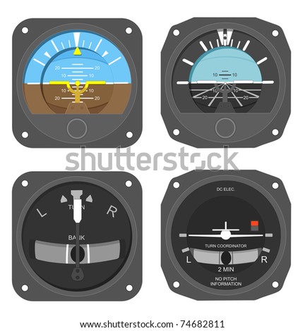 Aircraft Instruments on Stock Photo   Set Of Aircraft Instruments   Two Attitude Indicators