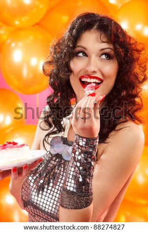 pretty woman with cake
