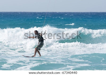 kitesurfing on the waves of the Mediterranean in Egypt