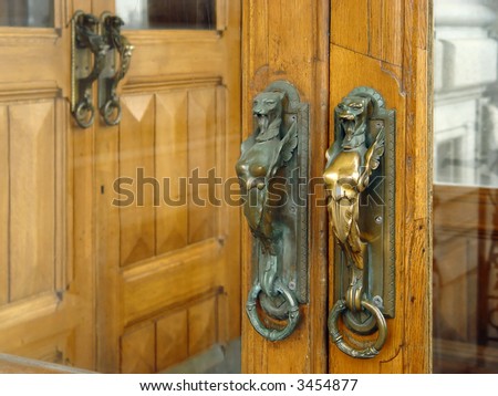 Ancient bronze door handles