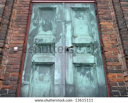 Old church bronze door