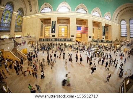 NEW YORK CITY - SEPTEMBER 22: Famous New York City landmark Grand Central Station (has more than 44 tracks and 67 platforms) full of tourists and commuters on September 22, 2013 in New York, NY