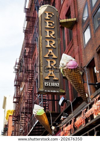 NEW YORK CITY - JUNE 28, 2014: Little Italy in NYC is known for its Italian shops and restaurants and the popular Annual Feast of San Gennaro in NYC on June 28, 2014