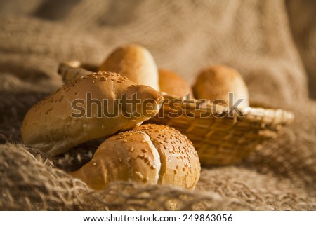 Still life with bread Fresh bread is vhodbÃ?Â© for displays of bakeries, restaurants, shops and every kitchen