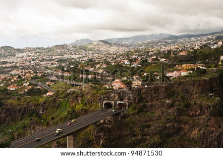 kind of bird\'s-eye view of the city of Funchal, Madeira, Portugal