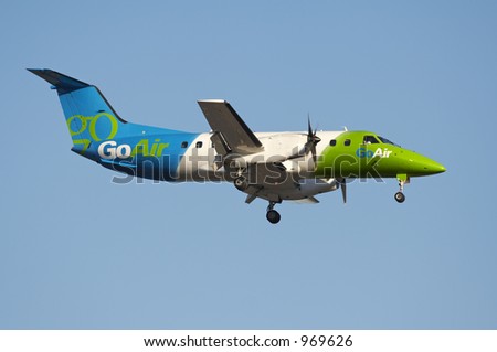 Plane on Go Air Propeller Plane Landing With It S Gear Down Stock Photo 969626