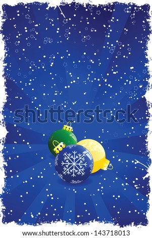 Grunge Christmas background with toys rays stars and snow