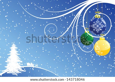 Abstract Christmas background with toys scrolls and snow