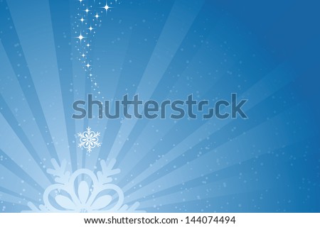 Abstract Blue Christmas Snowflake Background with rays