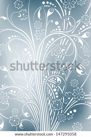 Abstract painted background with floral scrolls
