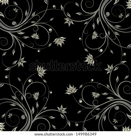 Abstract painted background with floral scroll pattern