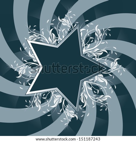Star Flower design with blue swirl back