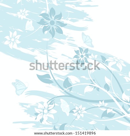 Abstract grunge flower background with butterfly