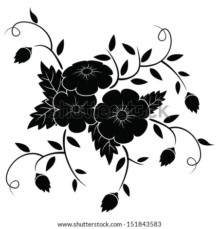 Isolated on white flower silhouette for your design
