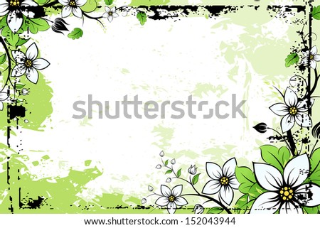 Abstract Grunge Background with flowers and leaves for your design