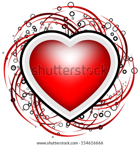 abstract Valentine card with scrolls, circles  and heart shape - illustration