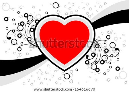abstract Valentine card with scrolls, heart shapes, stars - illustration