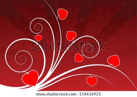 Abstract valentine card with hearts and rays