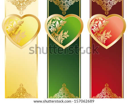 The Valentine\'s Day Heart banners in three color
