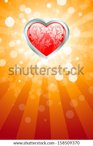 Abstract Valentines Day background with heart and rays