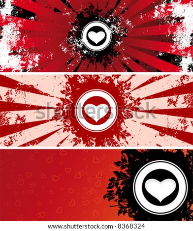 stock vector : Color Saint Valentine's banners with flowers and heart shapes