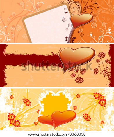 stock vector : Color Saint Valentine's banners with flowers and heart shapes stock vector : Color Saint Valentine's banners with flowers and heart shapes