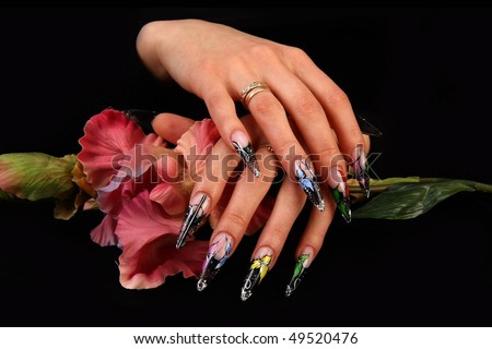 accurate nails dangerous flower gel gentle hands  woman manicure
