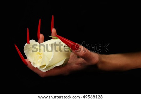 Nails hands, woman gentle, flower, accurate, manicure dangerous