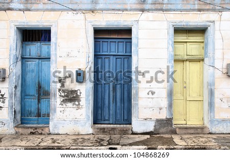 Baracoa, Cuba - colonial architecture. Colorful street view.