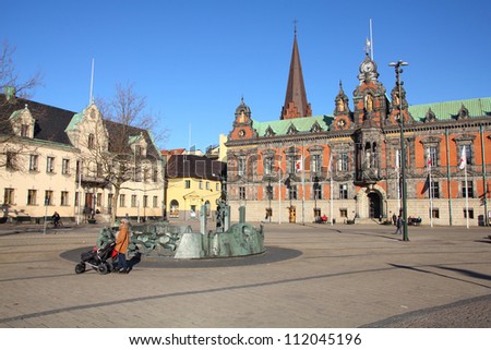 MALMO, SWEDEN - MARCH 8: People visit the main square on March 8, 2011 in Malmo, Sweden. After Stockholm and Gothenburg, Malmo is the 3rd most visited city in Sweden.