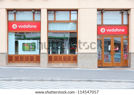 KAPOSVAR HUNGARY AUGUST 11 Vodafone store on August 11 2012 in Kaposvar Hungary Vodafone controls 22.84% of Hungarian mobile phone market 2012 KAPOSVAR HUNGARY AUGUST 11 Vodafone store on August 11 2012 in Kaposvar Hungary Vodafone controls 22.84% of Hungarian mobile phone market 2012