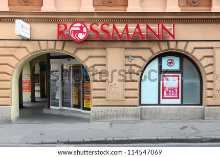 PECS, HUNGARY - AUGUST 11: Rossmann cosmetics store on August 11, 2012 in Pecs, Hungary. As of 2011 Rossmann has 2,531 stores and 31,000 employees.