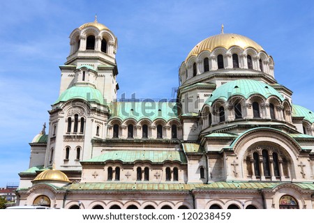 Sofia, Bulgaria - Alexander Nevsky Orthodox Cathedral. Neo-Byzantine architecture. Oborishte district.