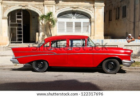 HAVANA - FEBRUARY 24: Cubans admire Classic American car on February 24, 2011 in Havana. Recent change in law allows the Cubans to trade cars after it was forbidden for many years.