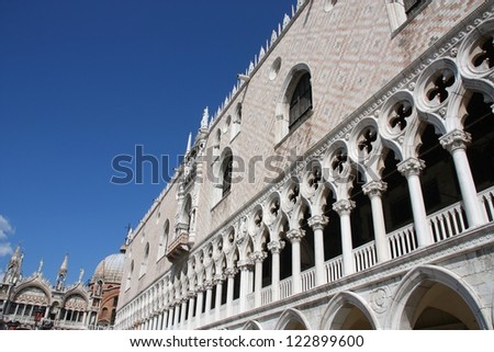 Venice, Italy - Famous Doge\'s Palace. Old architecture.